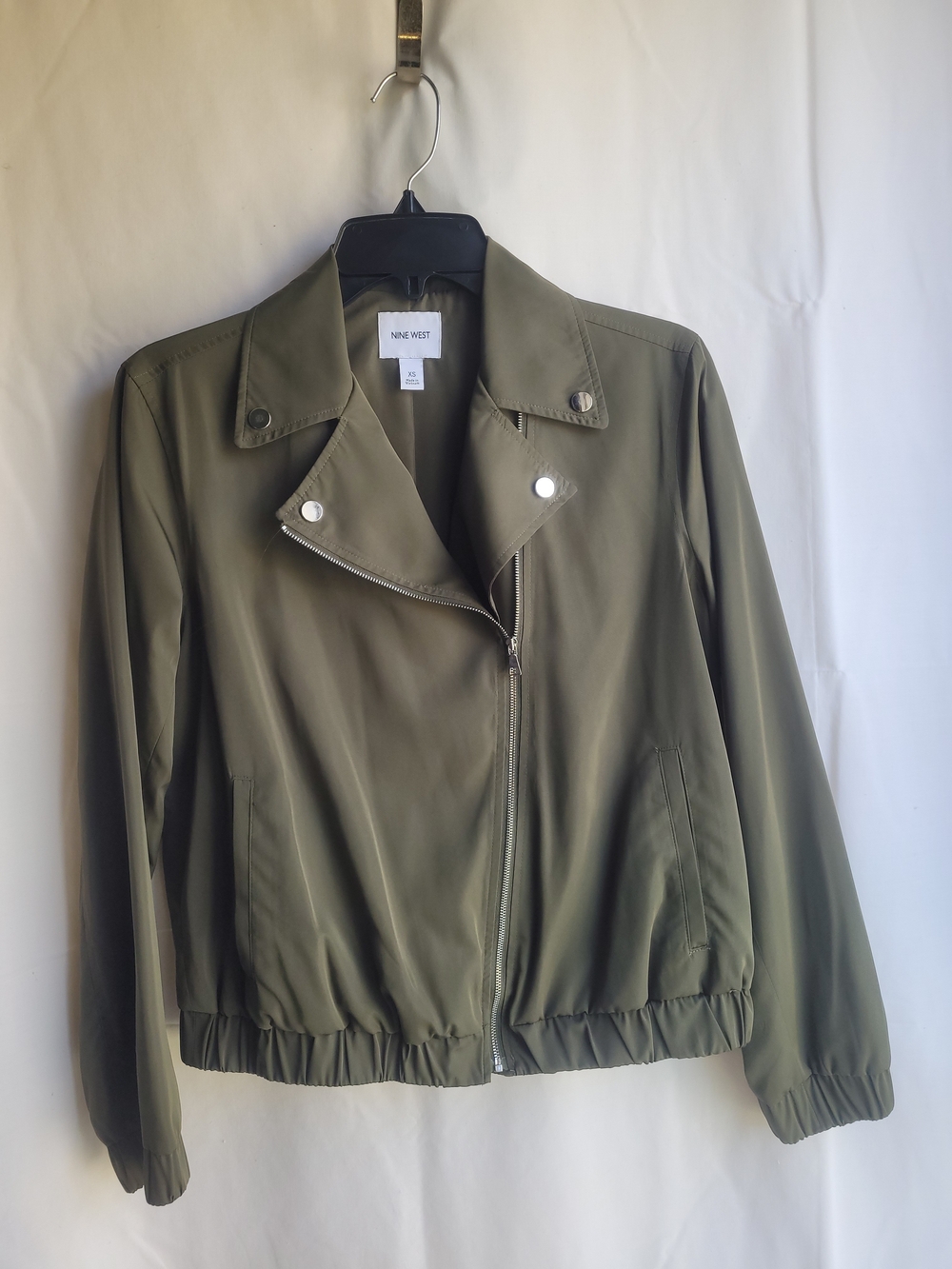Nine West Olive Green Bomber Moto Jacket